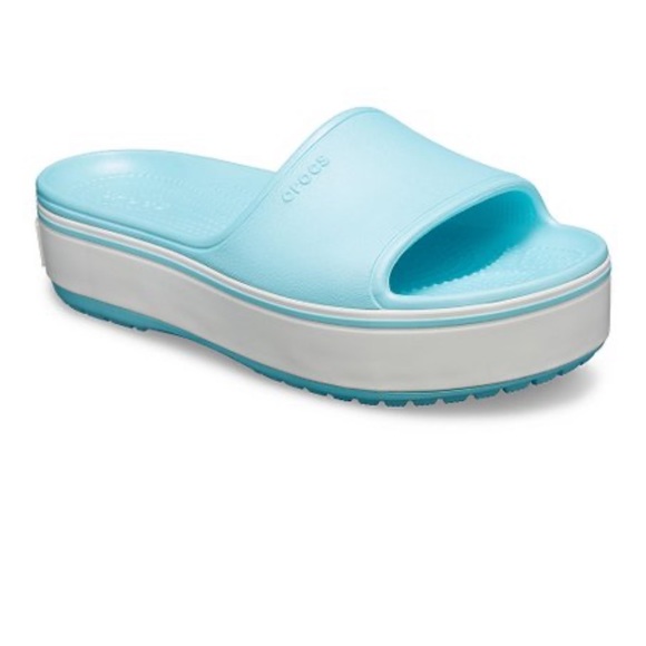 CROCS | Shoes | Crocs Ice Blue Crocband Platform Slide | Poshmark